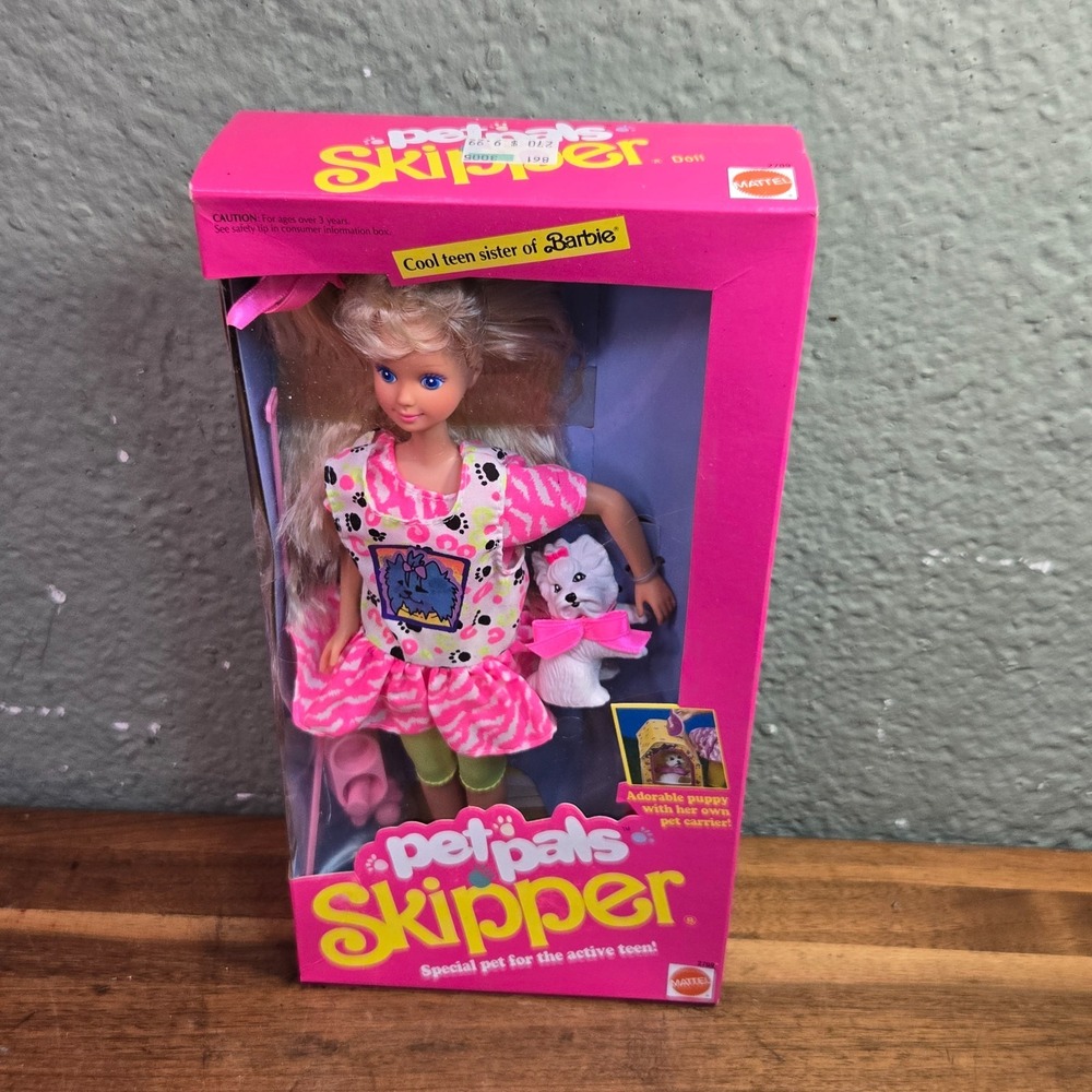 Pet Pals Skipper Cool Teen Sister of Barbie Doll w/ Puppy 1991 Mattel 2709